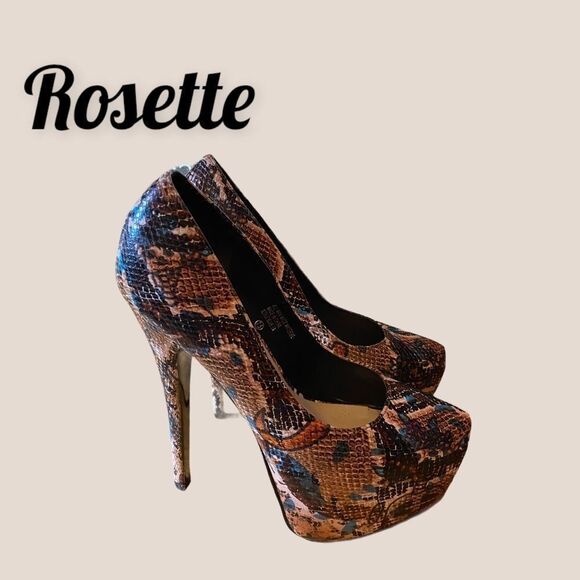Rosette Snake Platform "Elle" Heels 7.5 - Picture 2 of 5